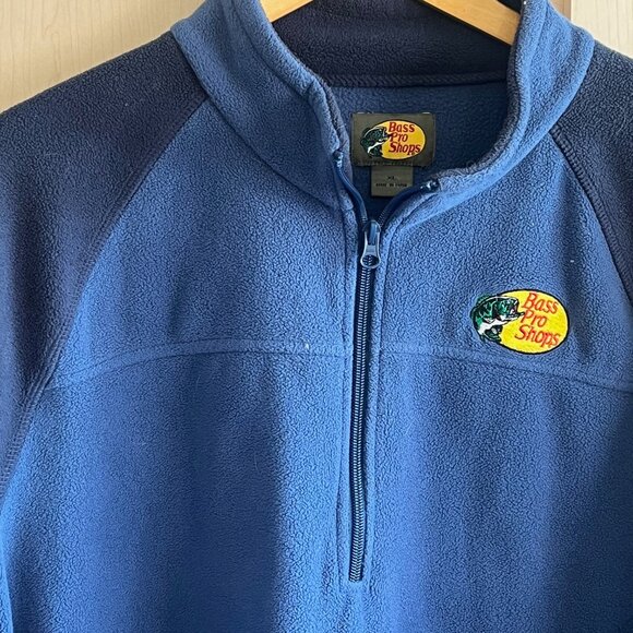 Bass Pro Shops Pullover Fleece Sweatshirt 1/4 Zip Blue Size XL X-Large Long Sl - Picture 2 of 6